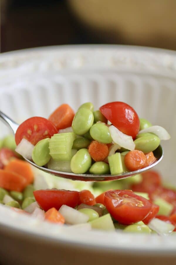 edamame salad in a spoon