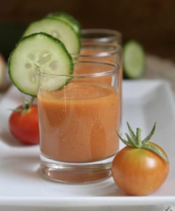 smooth gazpacho in mini glasses