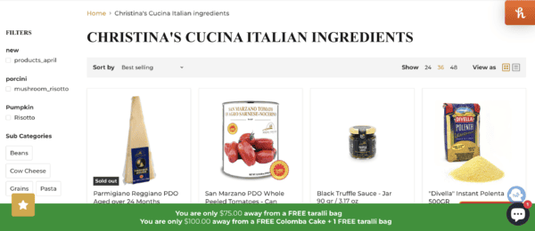 sogno toscano screenshot of Christina's Cucina page