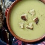 overhead shot split pea soup