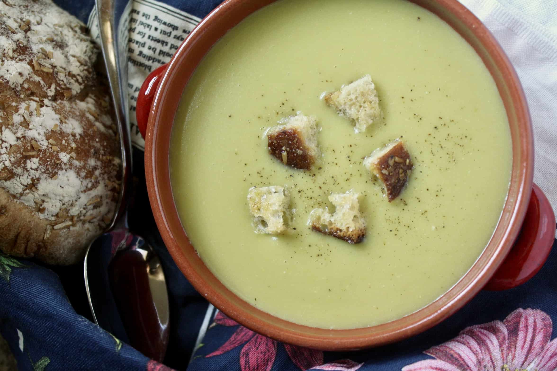 overhead shot split pea soup