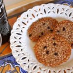caramel currant oat cookies on a pretty plate