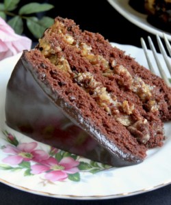 German chocolate cake slice