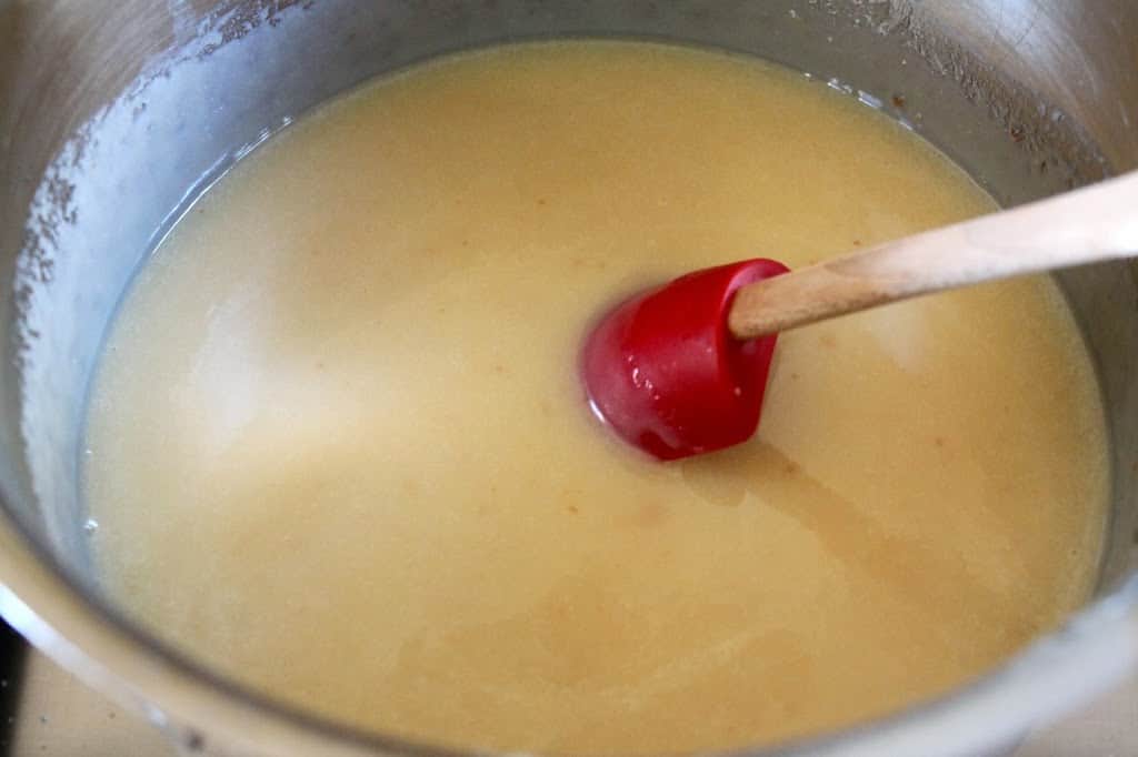 Making caramel for the shortbread base