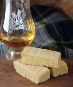 shortbread fingers with a glass of Scotch whisky