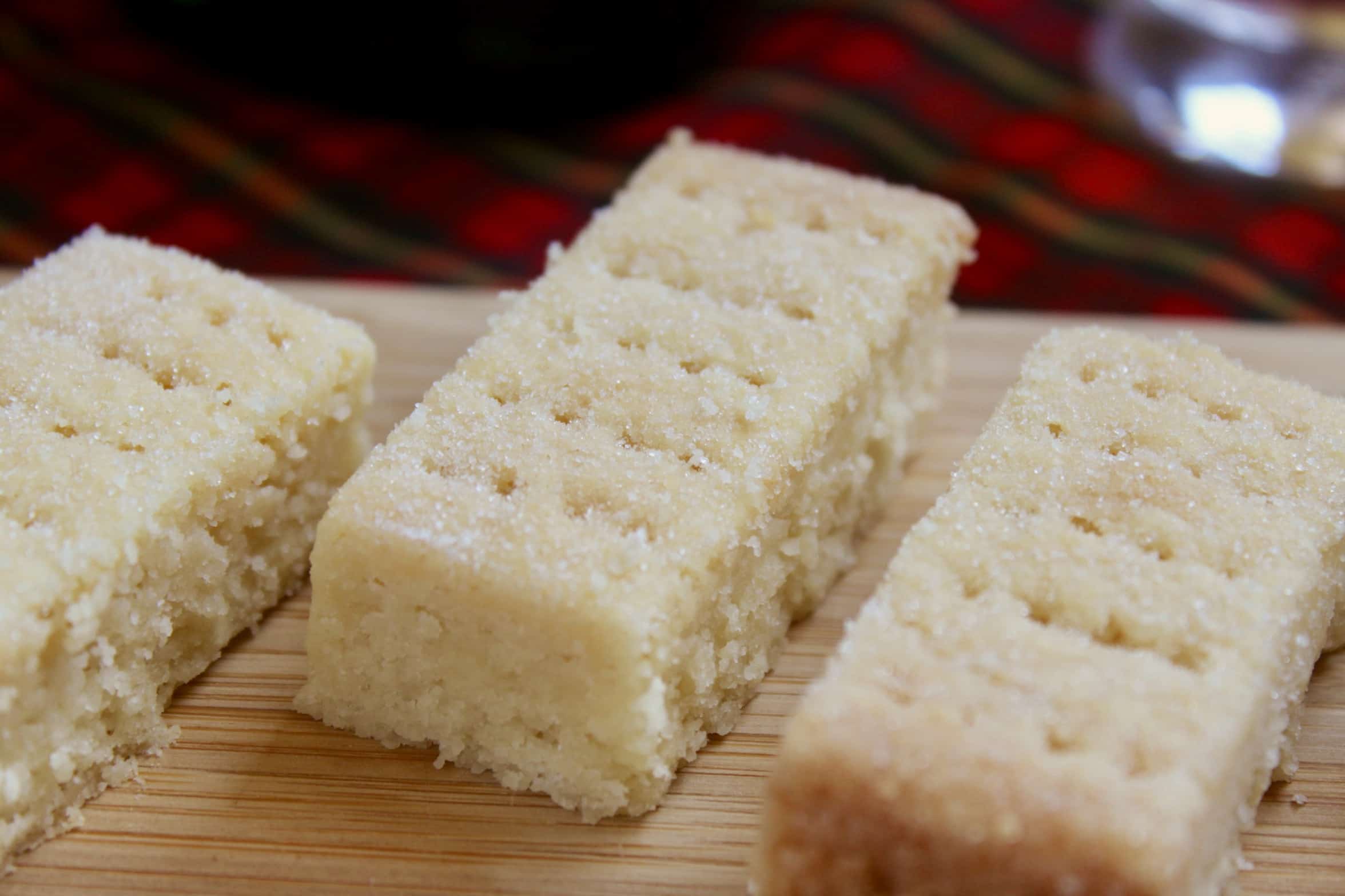 shortbread fingers on a wooden board