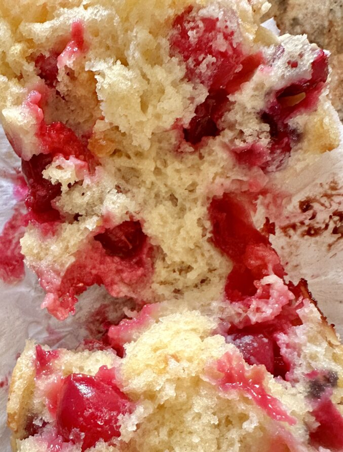 inside of cranberry orange muffin