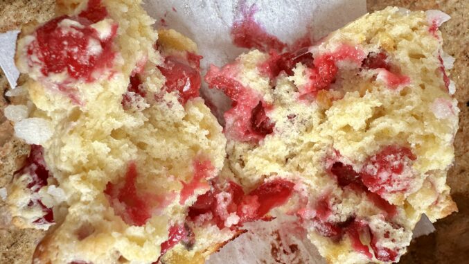 inside of cranberry orange muffin