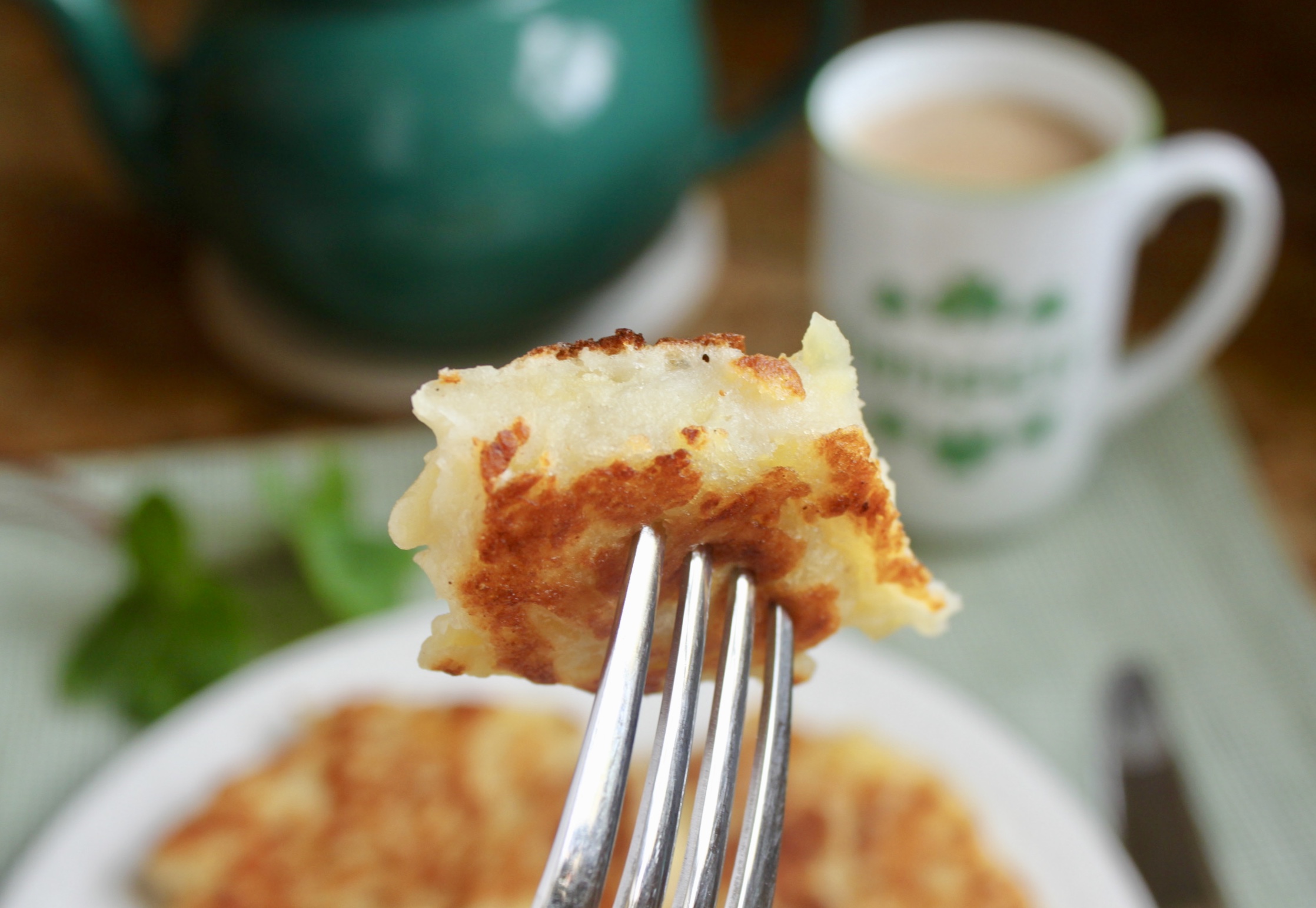 bite of Irish boxty on a fork