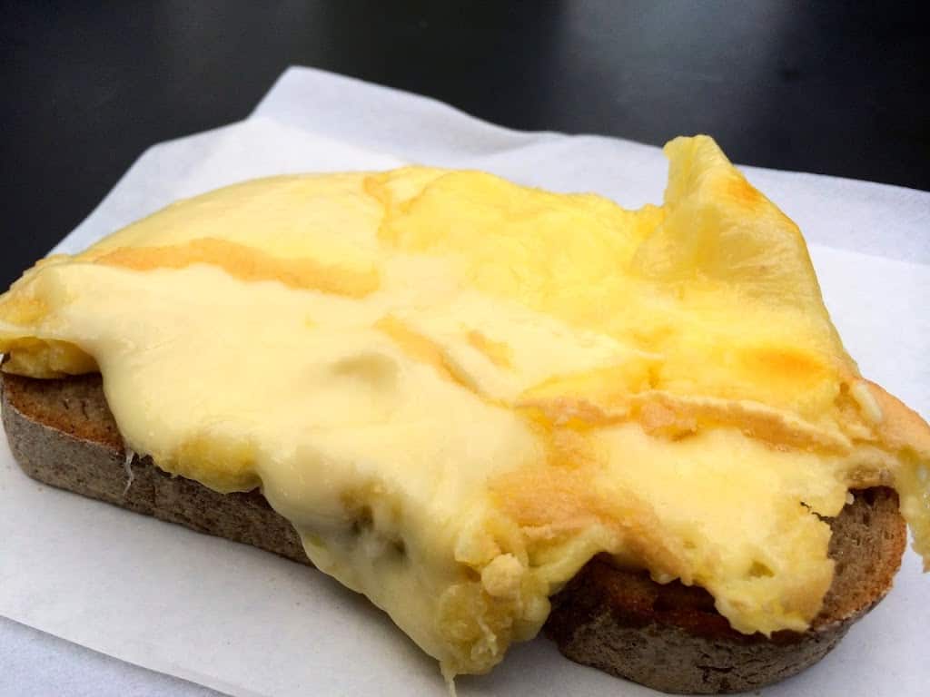 melted cheese on bread at a German Christmas Market