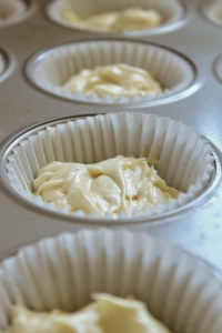 half filled butterfly cupcakes in tin