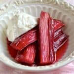 roasted rhubarb with creme fraiche