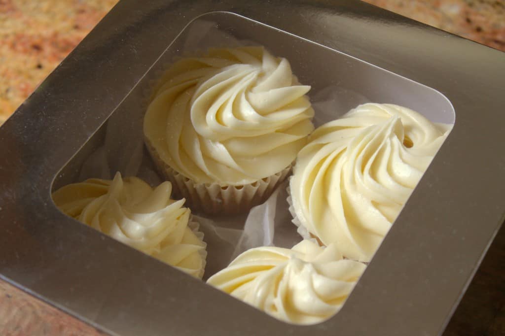 White Russian Cupcakes with Vodka buttercream in a box