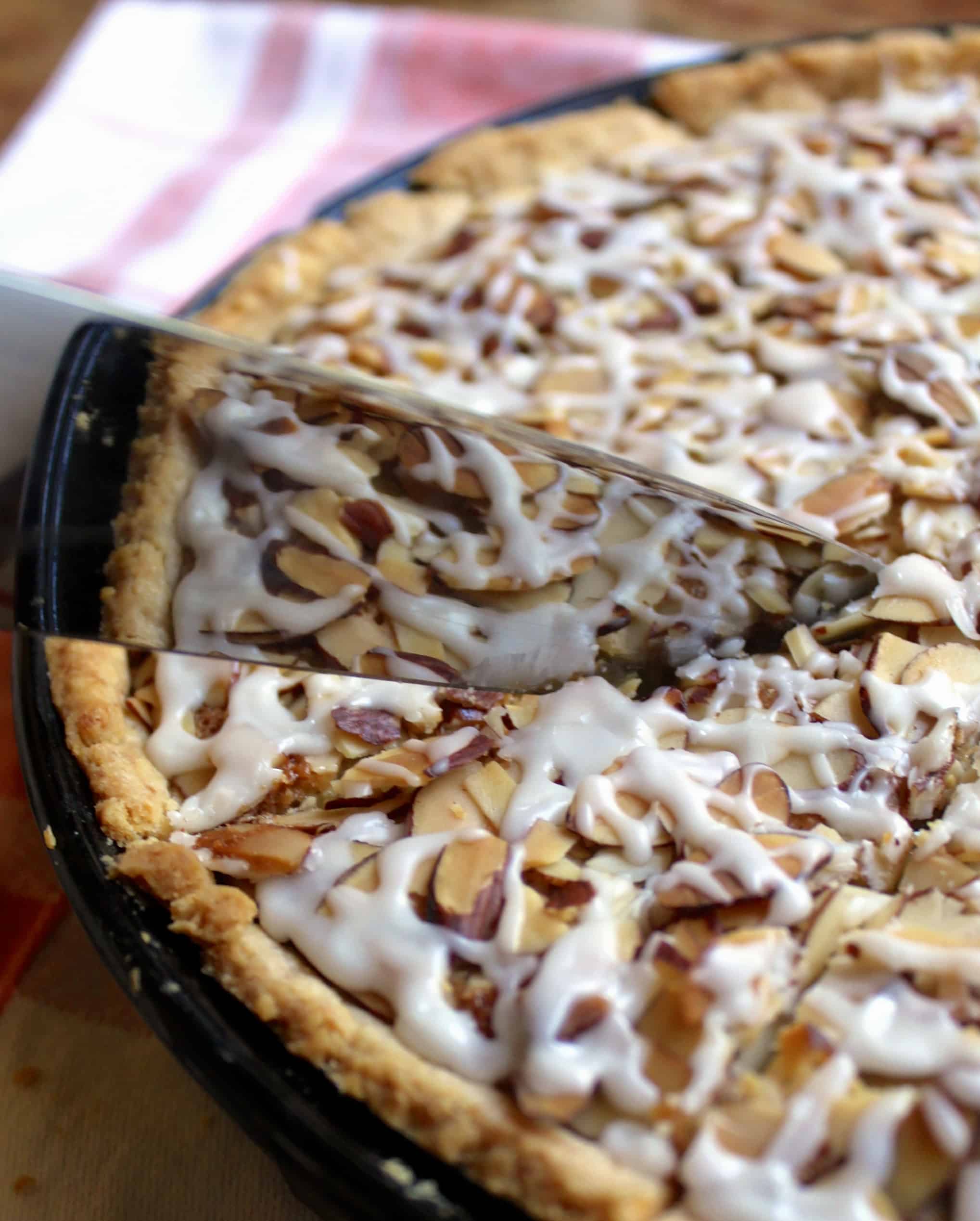 Cutting Mary Berry's Bakewell tart