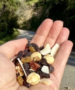 homemade trail mix on a trail