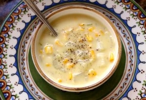 creamy corn chowder in a bowl