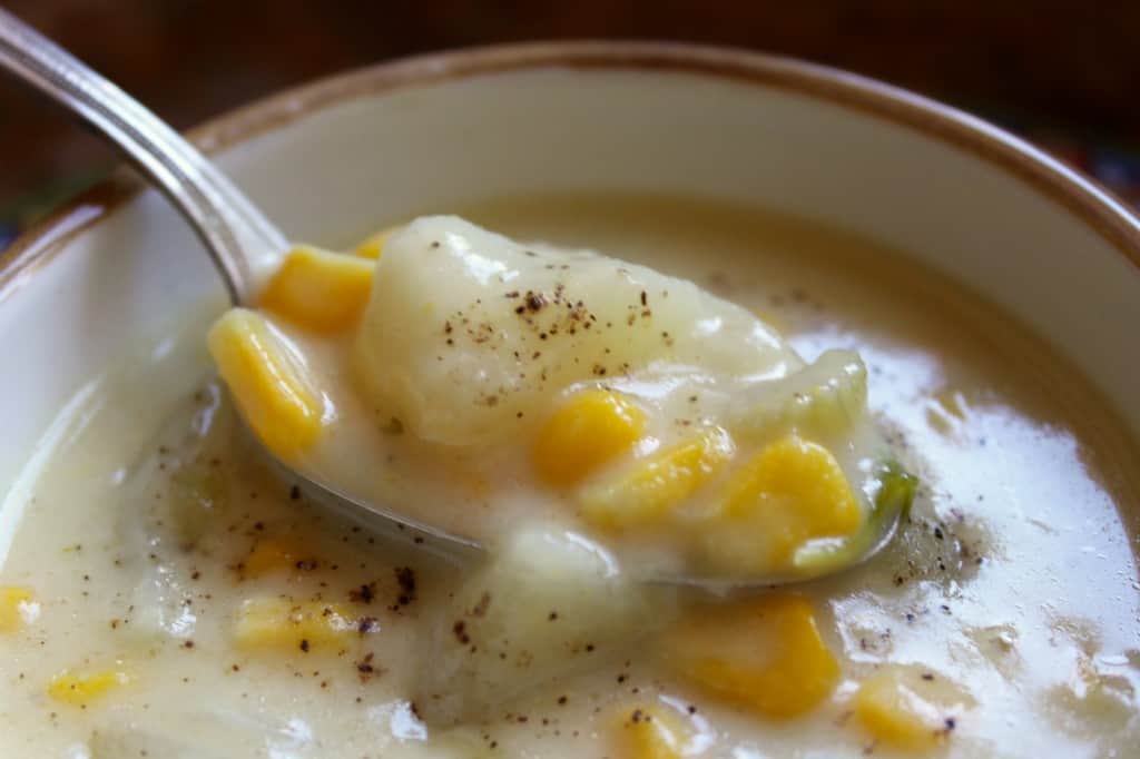 spoonful of creamy corn chowder