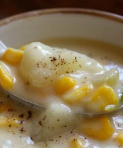 spoonful of creamy corn chowder