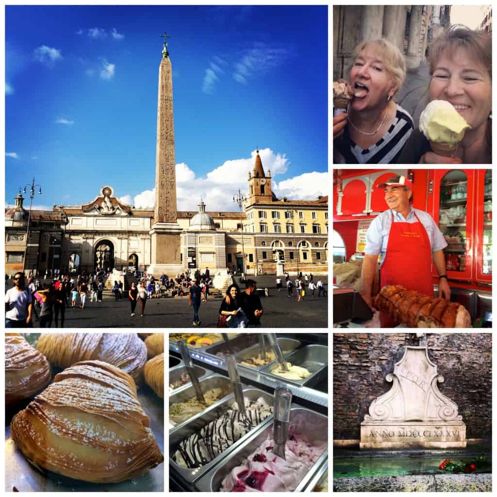 roma food collage of Italian street food and me with mum