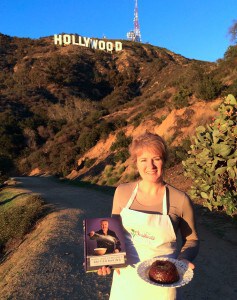 Christina Conte with treacle pudding near the Hollywood sign