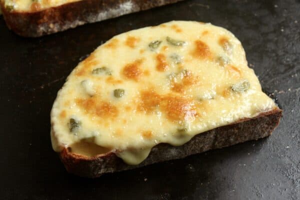 grilled rarebit on a tray