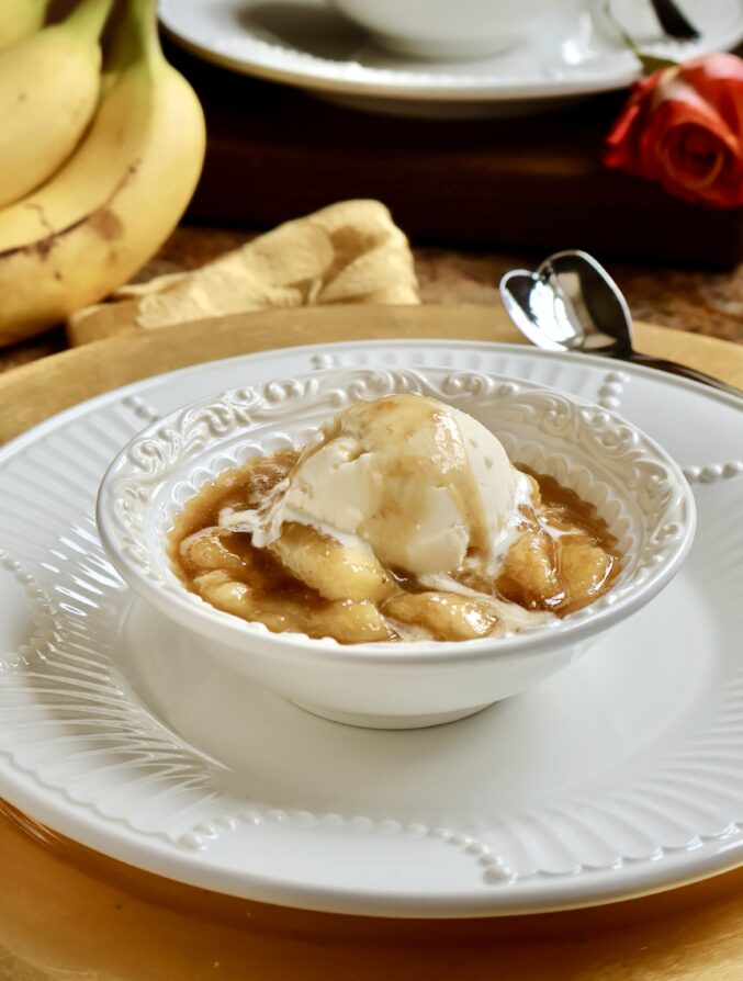 caramelized bananas and ice cream