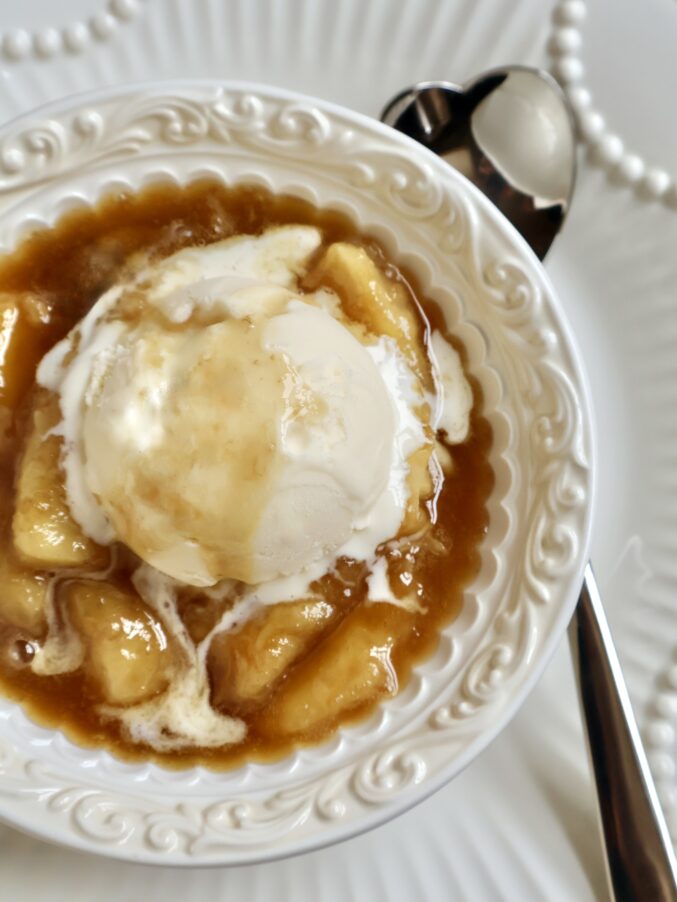 caramelized bananas and vanilla ice cream