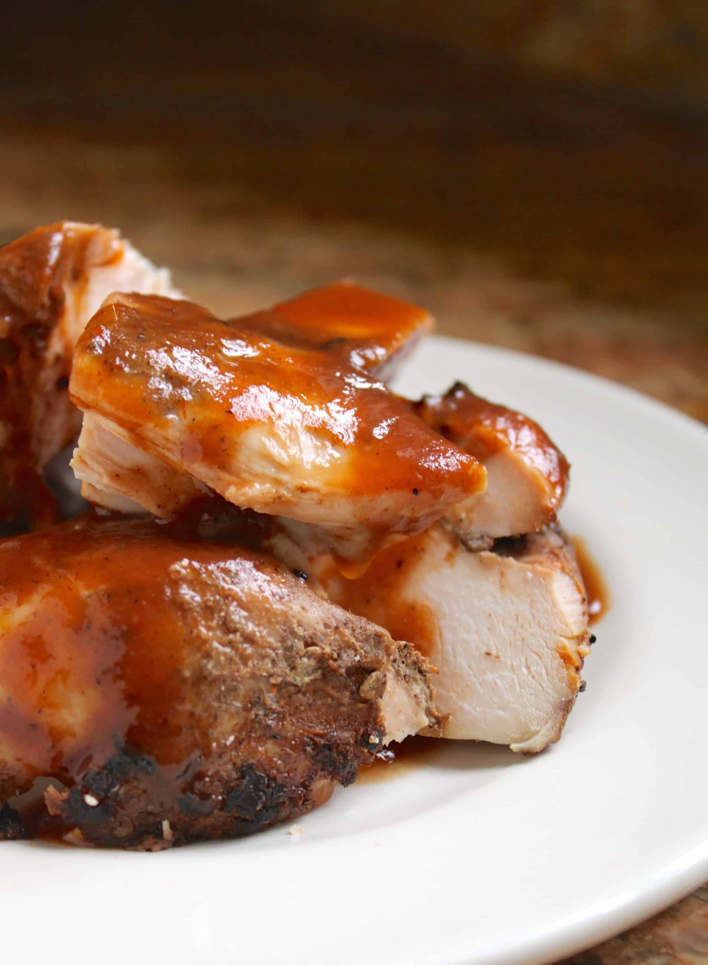 authentic Jamaican jerk chicken on a white plate