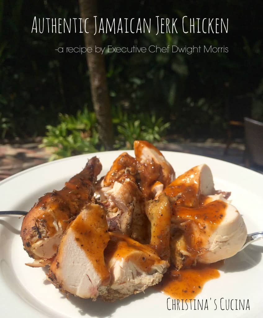 Authentic Jamaican Jerk Chicken on a plate in Jamaica