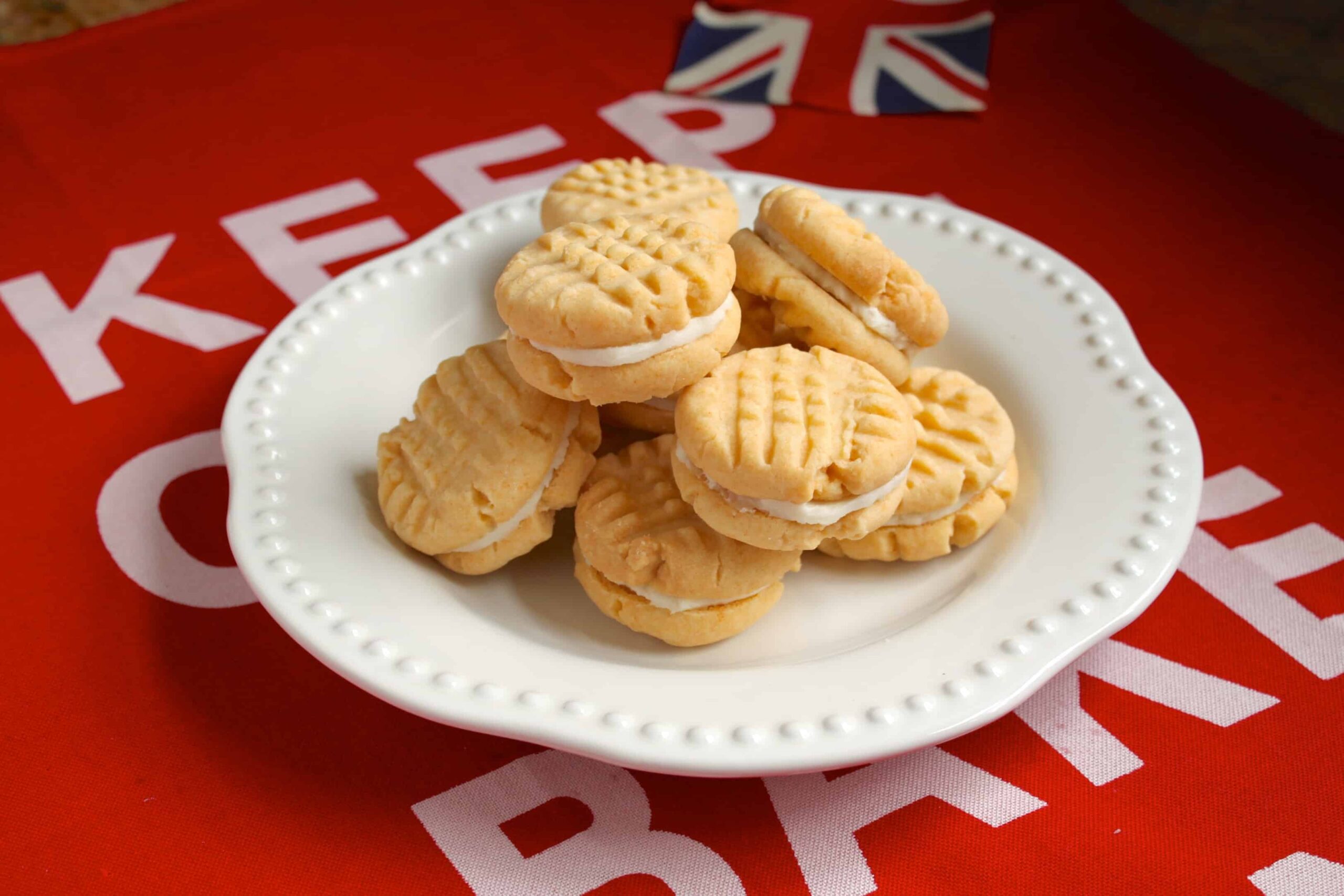 custard creams on a plate