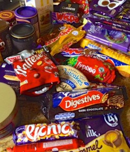 Stash of British chocolates