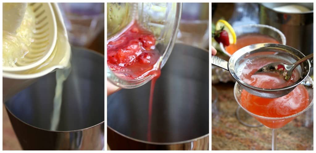 making a strawberry lemon drop martini (collage)