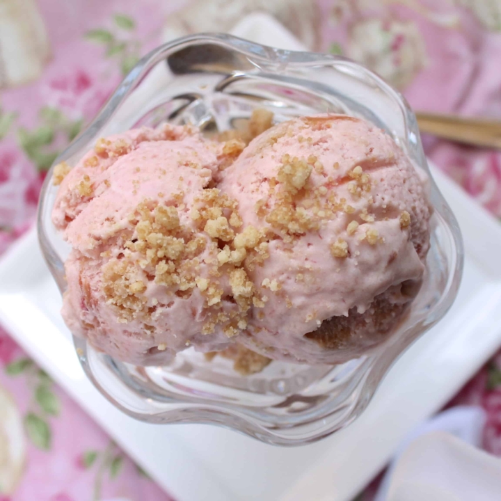 rhubarb Ice Cream serving in a bowl