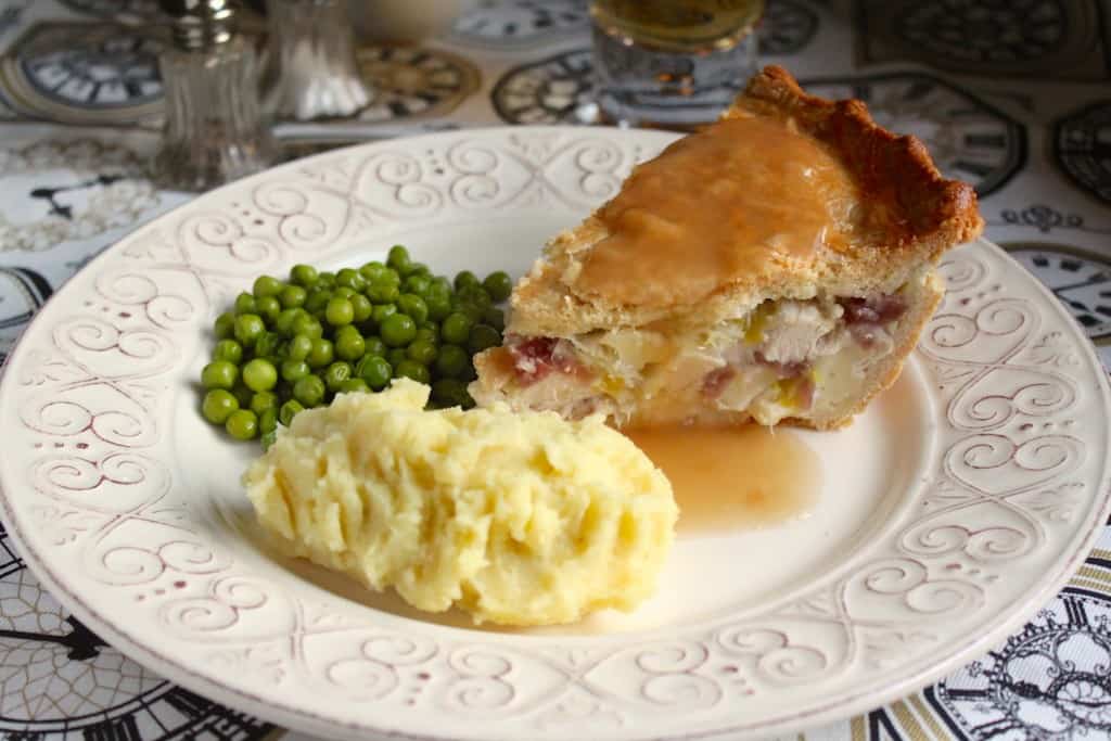 A slice of Chicken, Brie and Cranberry Pie