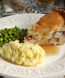 A slice of Chicken, Brie and Cranberry Pie