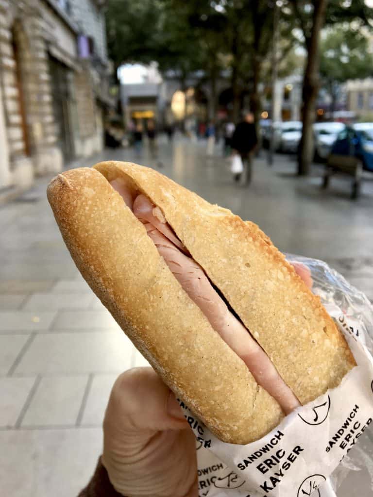 ham and butter baguette in Lyon (jambon beurre)