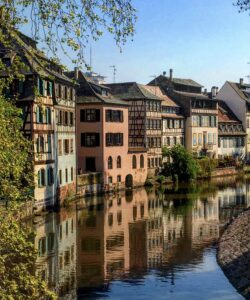 Strasbourg houses on a canal with AmaWaterways excursion