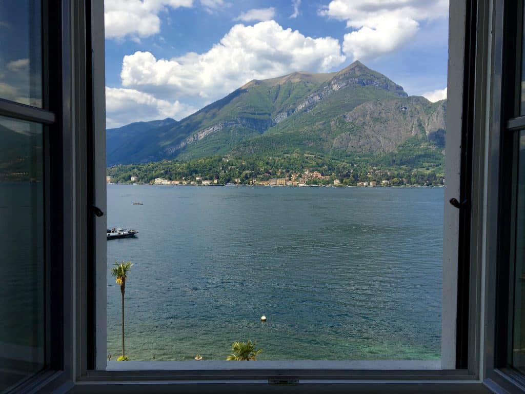 view onto Lake Como from our room at the Grand Hotel Villa Serbelloni