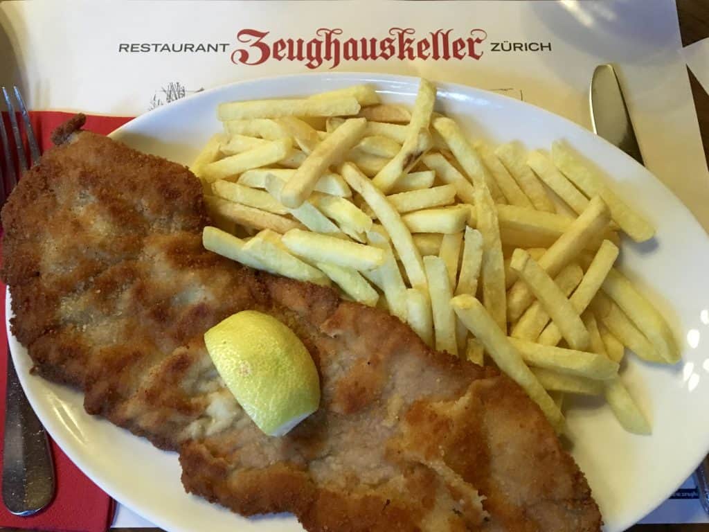 Weinerschnitzel with fries Weinerschnitzel with fries