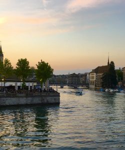 Zurich scene at sunset.