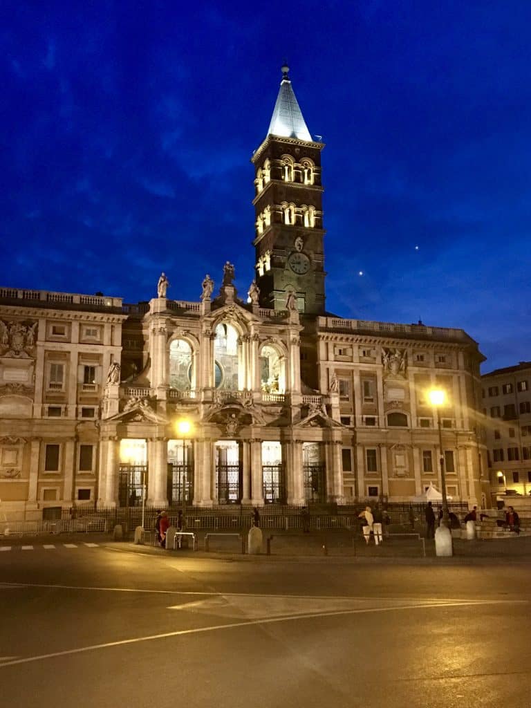 Night shot of Santa Maria Maggiore in Rome