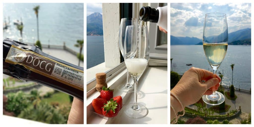 Franciacorta sparkling wine  with views of Lake Como