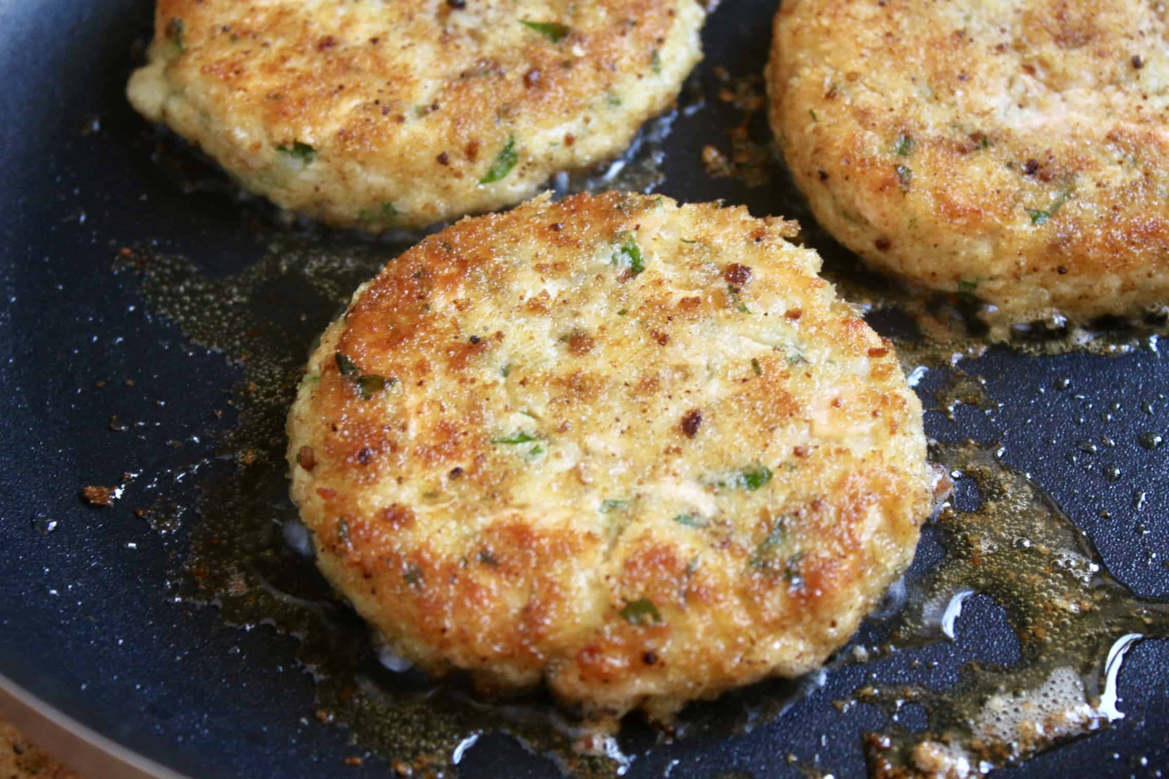 fish patties frying