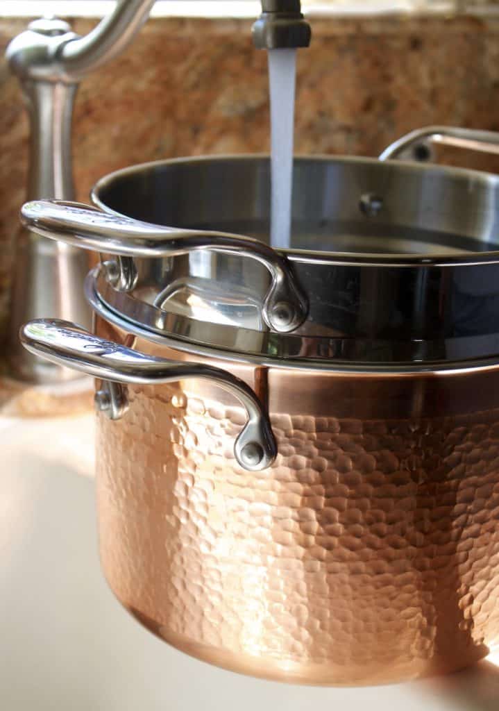 Lagostina Pastaiola being filled with water.