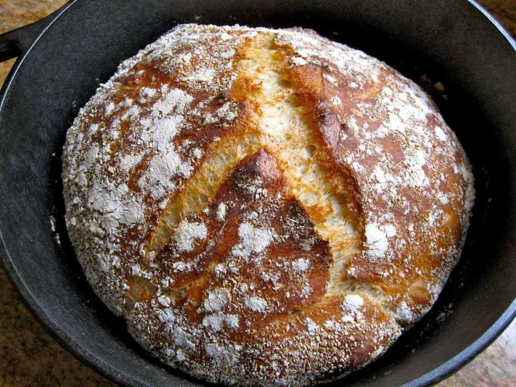 No Knead bread in Lodge Logic pot