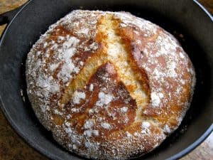 No Knead bread in Lodge cast iron pot
