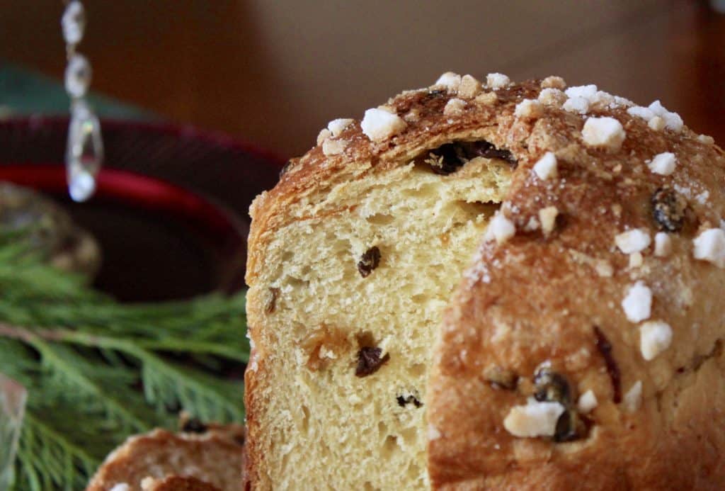 Homemade panettone made in the bread machine but baked in the oven.
