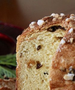 Homemade panettone made in the bread machine but baked in the oven.