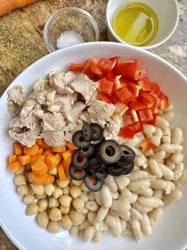 ingredients for tuna and cannellini bean salad