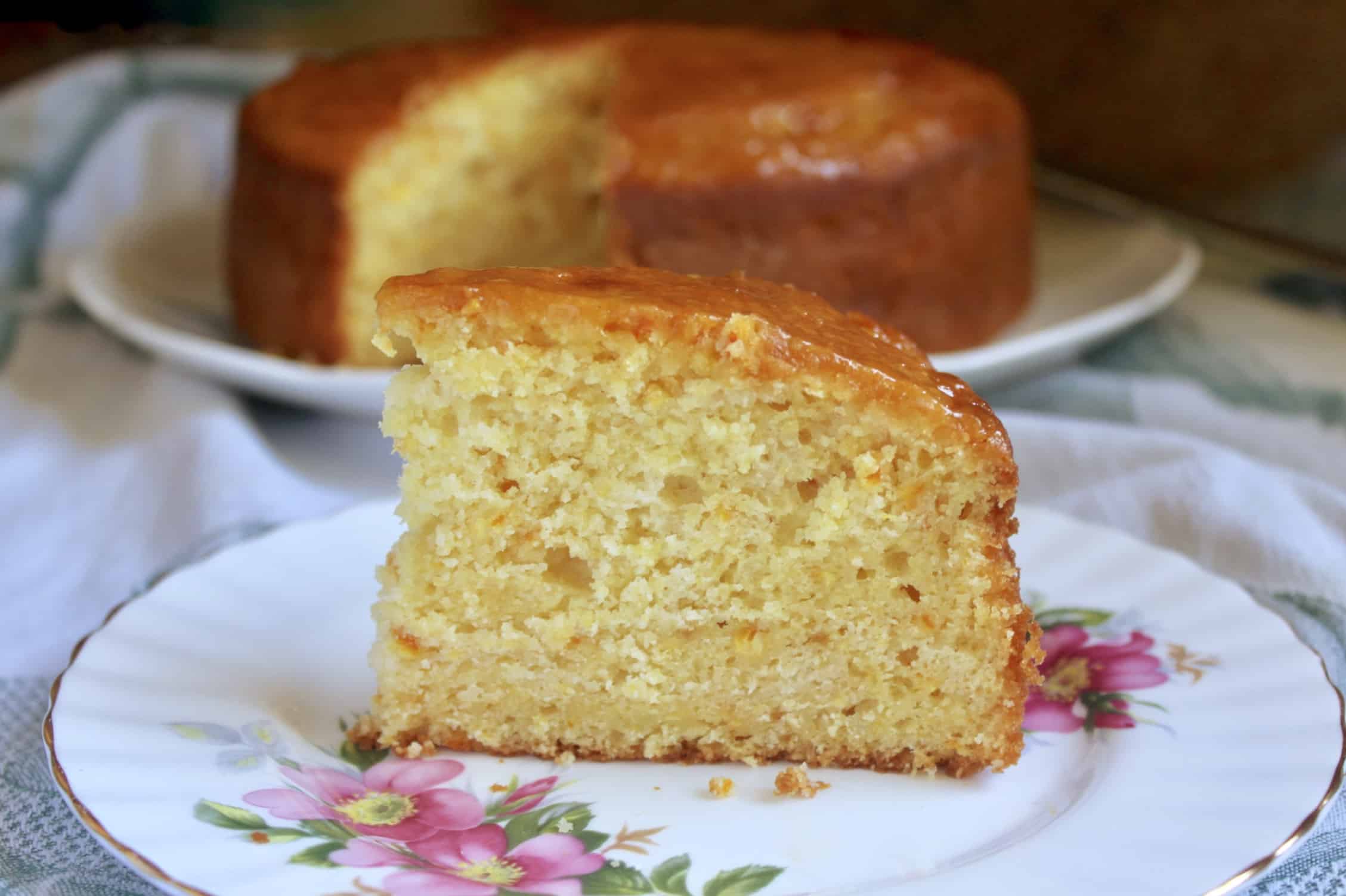 slice of Sicilian whole orange cake on a plate